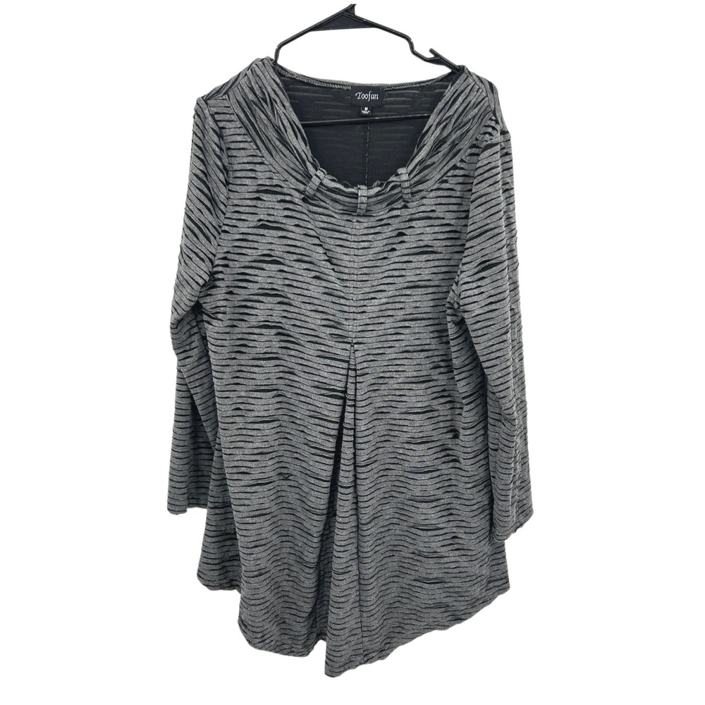 Grunge Distressed‎ Slashed Tunic M Gray Lagenlook Indie Oversized Artsy Top